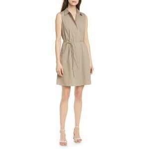 Theory Mini Shirt Dress Belted Pinstripe Poplin Office Minimalist Quiet Luxury 8